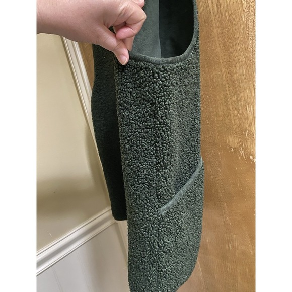 Rowm Mens Solid Bonded Knit Sherpa Full Zip Mockneck Vest Leaf Green Size M Soft - Picture 8 of 15